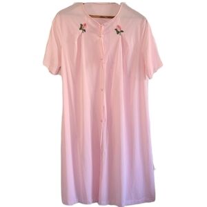 Vintage Kayser pink embroidered robe, size large